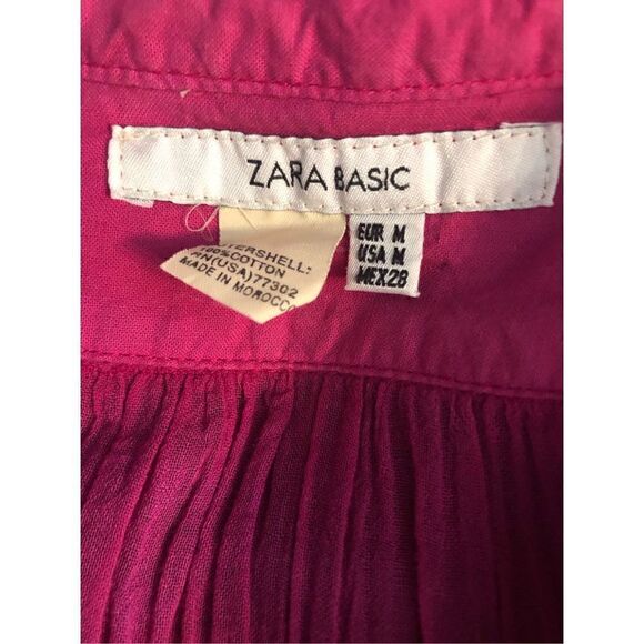 Zara vibrant  pink near sheer sleeveless prairie style midi dress - Picture 11 of 11